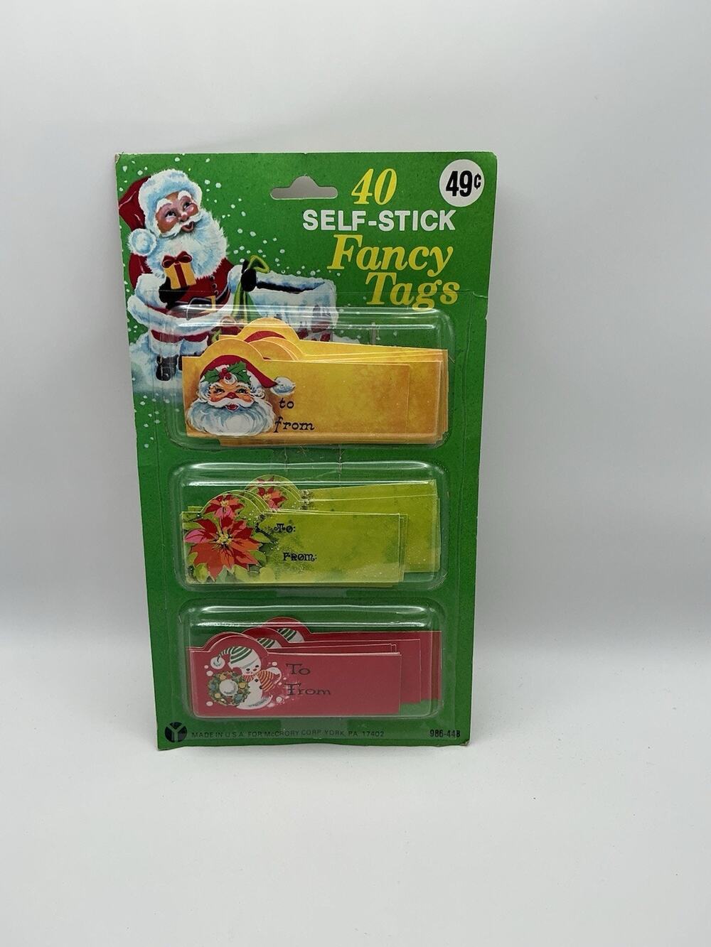 Vintage Christmas McCrory 40 Self-Stick Christmas Gift Tags Multicolor